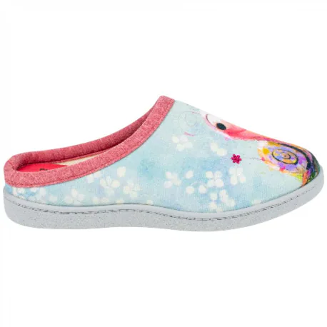 Zapatilla Casa Abierta Mujer Plana Plumaflex Caracol Rosa 12317