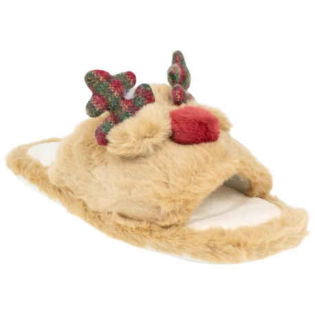 Zapatillas Descalzas Casa Hombre Planas Reno Navidad Marrón Xixitiao 