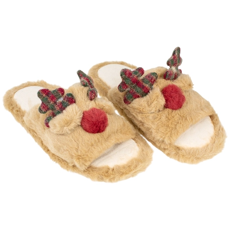 Zapatillas Descalzas Casa Hombre Planas Reno Navidad Marrón Xixitiao 