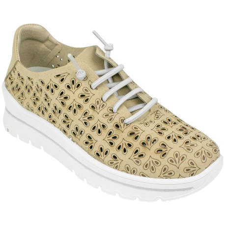 Zapatilla Confort Tela Troquelada Cuña Media Plumaflex A40040