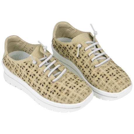 Zapatilla Confort Tela Troquelada Cuña Media Plumaflex A40040