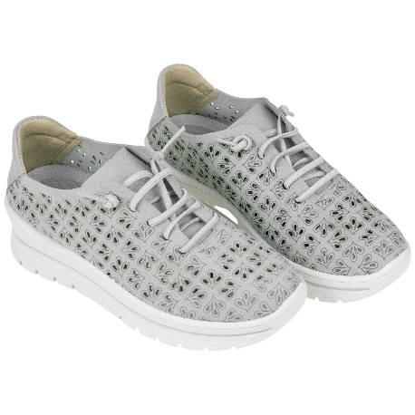 Zapatilla Confort Tela Troquelada Cuña Media Plumaflex A40040