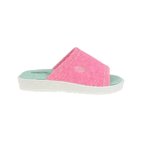Zapatilla Casa Mujer Abierta Rizo Verano Plumaflex 80010 Rosa
