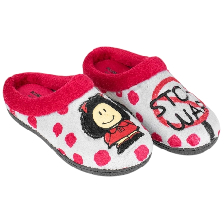 Zapatillas Descalzas Planas de Casa Rojo Estampado Maffy Plumaflex 12281
