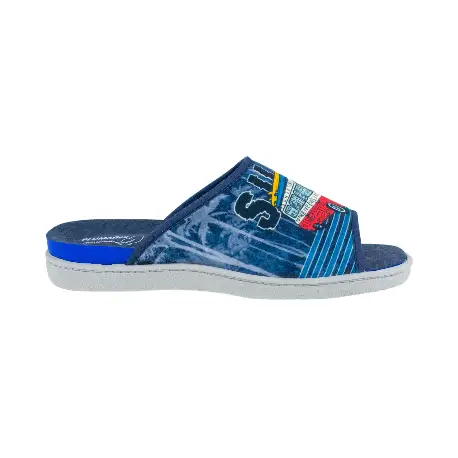 Zapatillas de Casa Verano Hombre Azul Abiertas Estilo Pinki Estampado Surf Plumaflex 12240