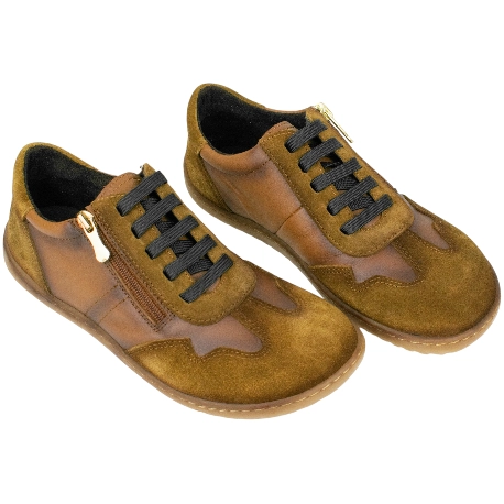 Zapato Barefoot Mujer Piel Cordones y Cremallera Vivant V-2754