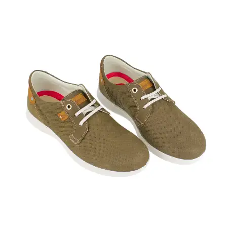 Zapato Casual Hombre Beis y Verde Verano Nobuck Punteado Luisetti 33808GS