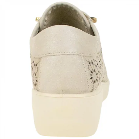 Zapato Cuña Media Troquelado Beis Brillos Plantilla Extraíble Doctor Cutillas 40205