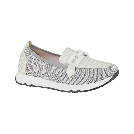 Zapato Doctor Cutillas  tipo Mocasín Mujer Verano Blanco y Camel Estribo Plantilla Extraible 82555