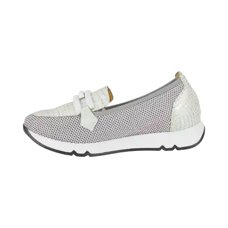 Zapato Doctor Cutillas  tipo Mocasín Mujer Verano Blanco y Camel Estribo Plantilla Extraible 82555