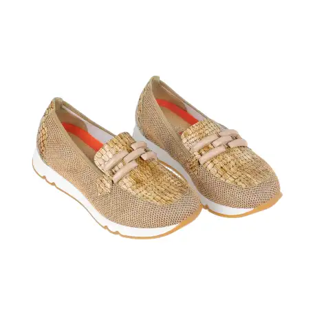Zapato Doctor Cutillas  tipo Mocasín Mujer Verano Blanco y Camel Estribo Plantilla Extraible 82555