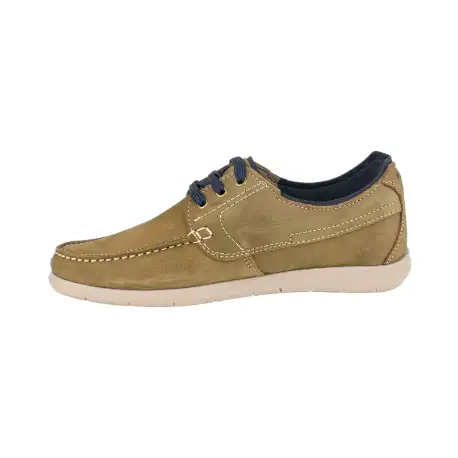 Zapatos Náutico de Hombre Verano Marrón y Verde Piel Nobuk Luisetti 37201 NO