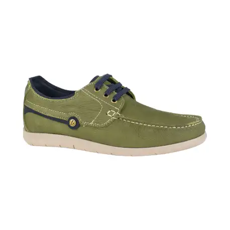 Zapatos Náutico de Hombre Verano Marrón y Verde Piel Nobuk Luisetti 37201 NO