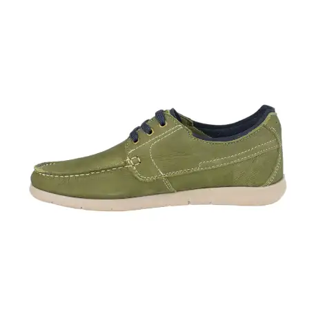Zapatos Náutico de Hombre Verano Marrón y Verde Piel Nobuk Luisetti 37201 NO