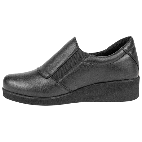 Zapato Confort Piel Negro Cremallera Lateral Cuña Media Vicmart 857-5