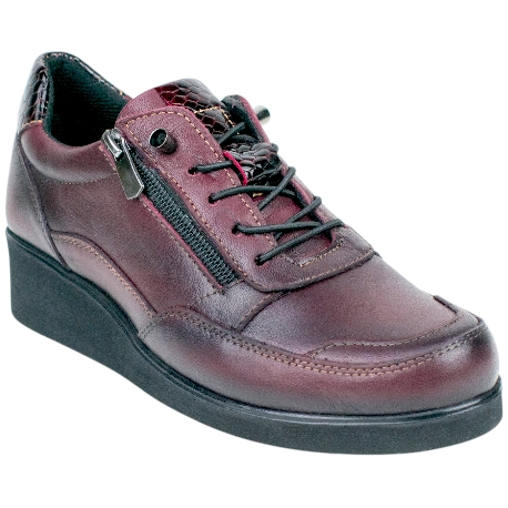 Zapato Confort Piel Granate Elásticos y Cremallera Vicmart 859-3