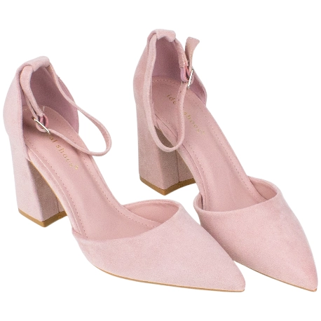 Zapato de Salón Punta Talón Tacón Ancho Alto Ideal Shoes 8758