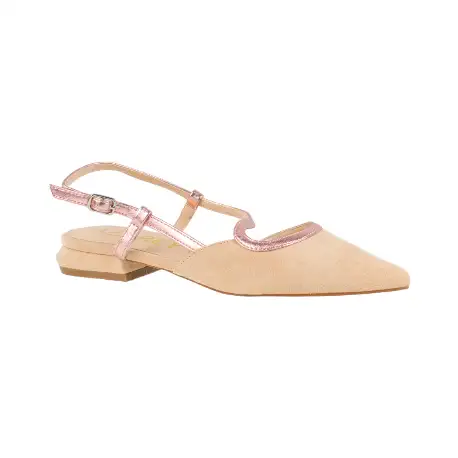 Zapato de Salón Destalonado Rosa y Negro Antelina y Metalizado Azarey 574H349