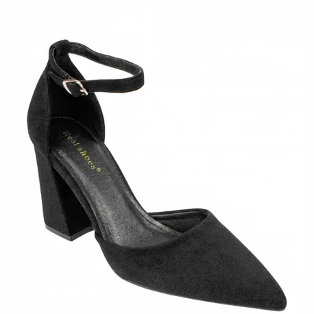 Zapato de Salón Punta Talón Tacón Ancho Alto Ideal Shoes 8758