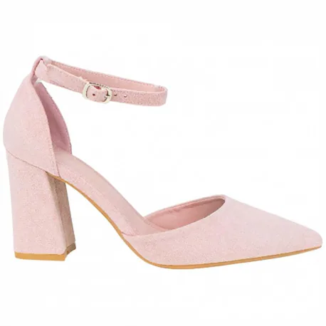 Zapato de Salón Punta Talón Tacón Ancho Alto Ideal Shoes 8758