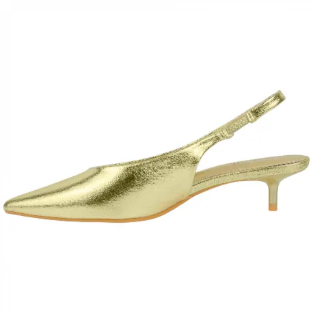 Zapato Destalonado Dorado de Punta Fina con Tacón Bajo - Marquiiz 9795