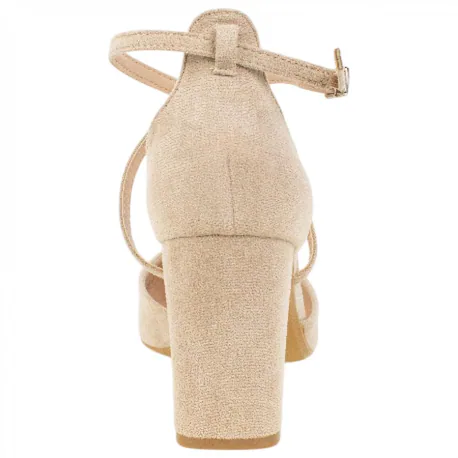 Zapato Salón Punta Talón Tiras Cruzadas Empeine Tacón Ancho Medio Ideal Shoes 8709
