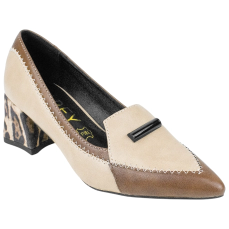 Zapato Vestir Punta Combinado Tacón Medio Animal Beis Print Azarey 578K380